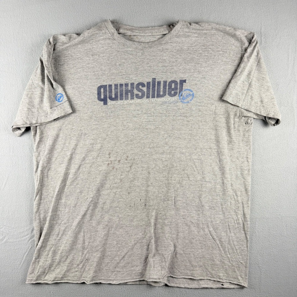Y2K Quiksilver Mens Gray Applied Boardriding Technologies Graphic T-Shirt XL